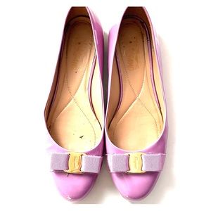 Lavender Farragamo flats with a gold buckle!